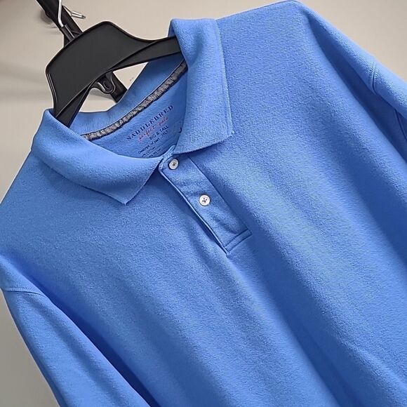 Saddlebred perfect polo big & tall 2xLT 100% cotton blue polo top - Picture 2 of 5